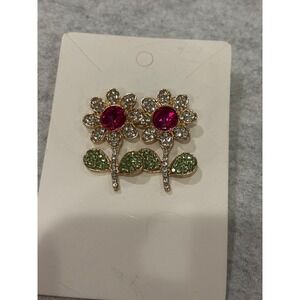 Earrings Flower Rhinestones